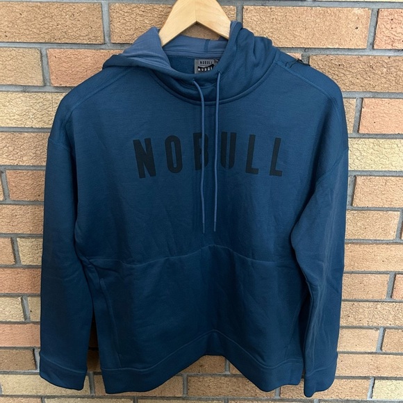 Nobull Blue Fleece Long Sleeve Logo Pullover Hoodie Sweatshirt Size Small NWT